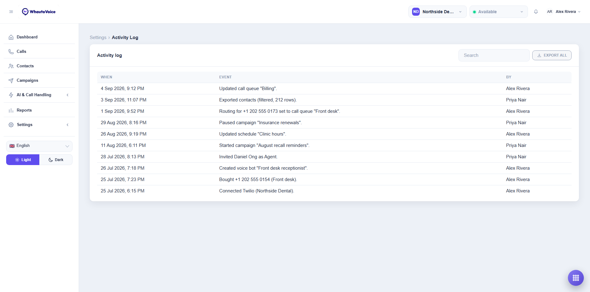 Activity Log