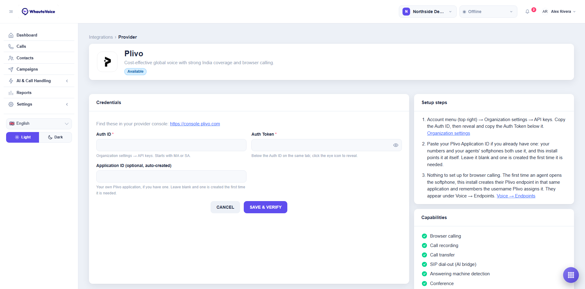 Plivo Credentials