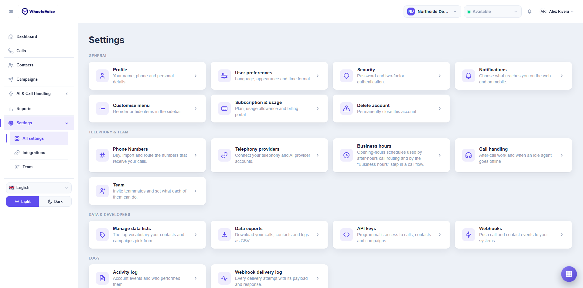 Settings Hub