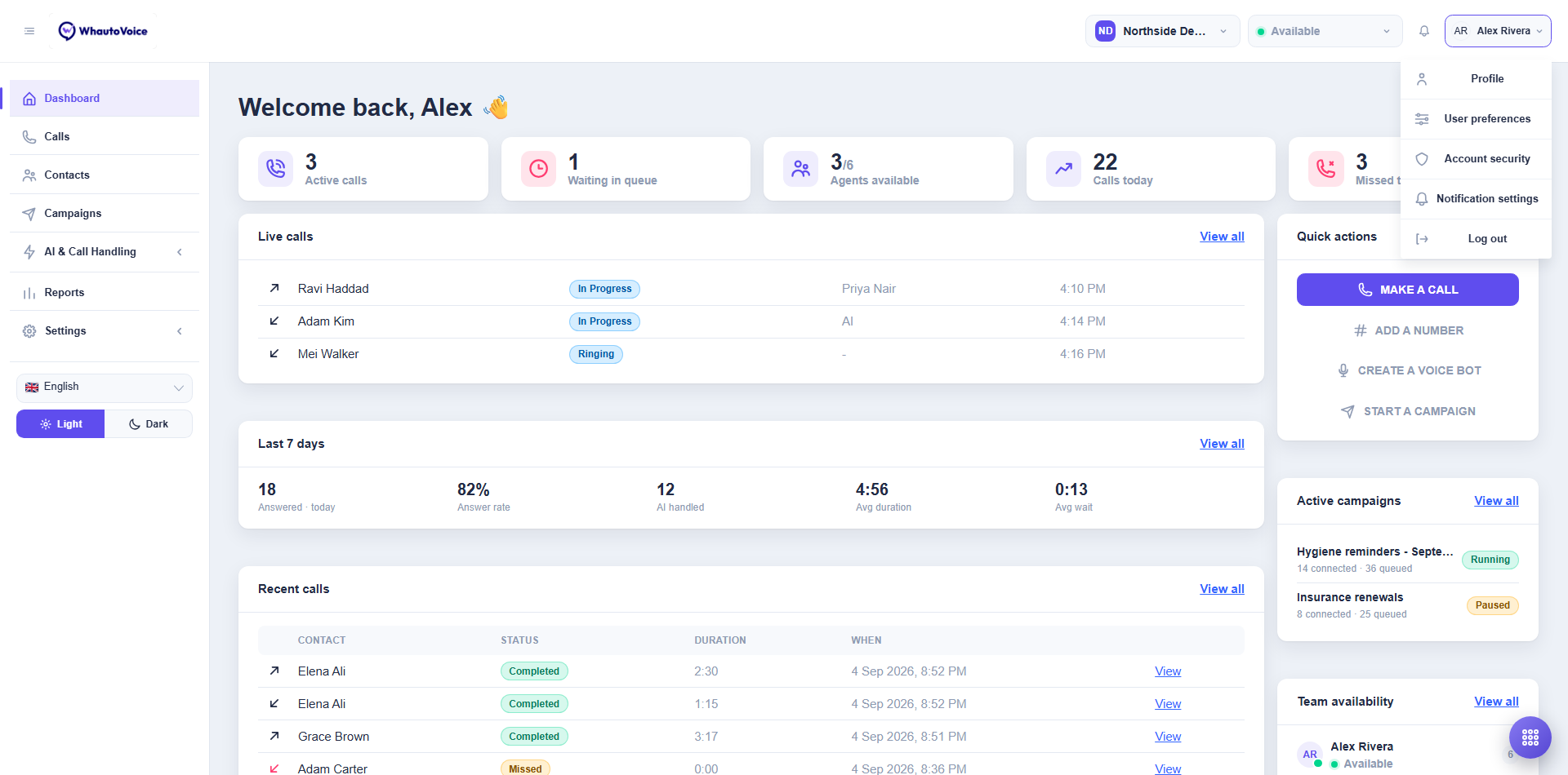 User Menu