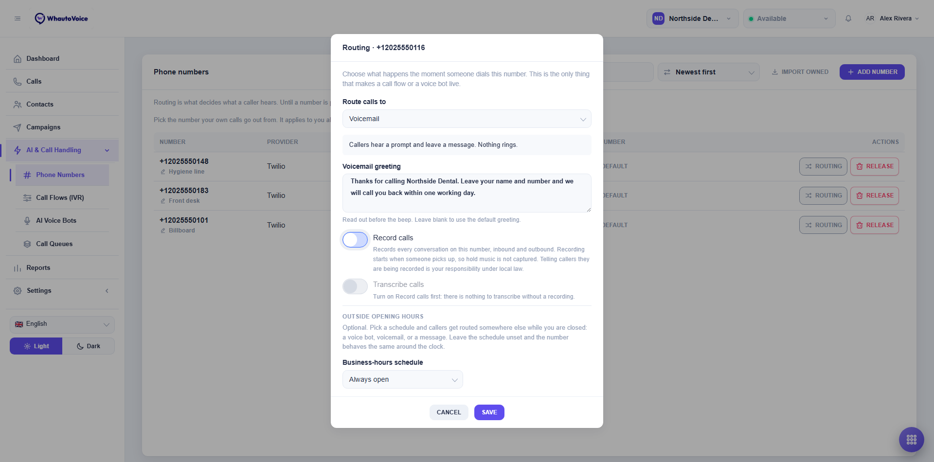 Routing Voicemail